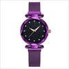 Luxury Women Watch Fashion Elegant Magnet Buckle Vibrato Purple Ladies Wristwatch Starry Sky Roman Numeral Gift Clock