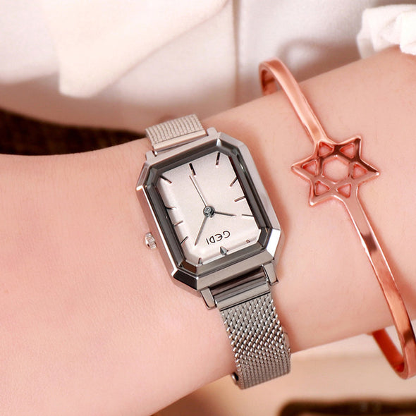 Luxury Brand lady Crystal Watch Women Dress Watch Rose Gold Waterproof Square Watches Female Stainless Steel Wristwatches INS