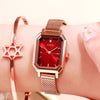 Luxury Brand lady Crystal Watch Women Dress Watch Rose Gold Waterproof Square Watches Female Stainless Steel Wristwatches INS