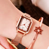 Luxury Brand lady Crystal Watch Women Dress Watch Rose Gold Waterproof Square Watches Female Stainless Steel Wristwatches INS