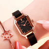 Luxury Brand lady Crystal Watch Women Dress Watch Rose Gold Waterproof Square Watches Female Stainless Steel Wristwatches INS