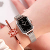 Luxury Brand lady Crystal Watch Women Dress Watch Rose Gold Waterproof Square Watches Female Stainless Steel Wristwatches INS