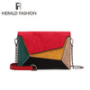 Herald Fashion Quality Leather Patchwork Women Messenger Bag Female Chain Strap Shoulder Bag Small Criss-Cross Ladies' Flap Bag