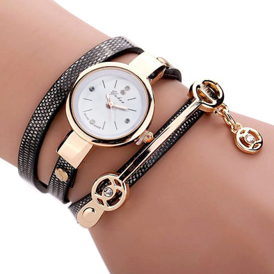 New Duoya Fashion Women Bracelet Watch Gold Quartz Gift Watch Wristwatch Women Dress Leather Casual Bracelet Watches