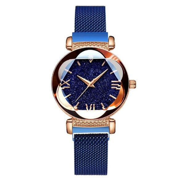 Luxury Rose Gold Women Watches Fashion Diamond Ladies Starry Sky Magnet Watch Waterproof Female Wristwatch For Gift Clock 2019