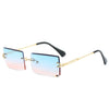 Small Rectangle Rimless Sunglasses Men Women Brand Designer Fashion Metal Square Sun Glasses Gray Female Summer Beach Eyewear