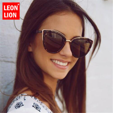 LeonLion 2019 Fashion Cateye Sunglasses Women Vintage Metal Eyewear For Women Mirror Retro Shopping Oculos De Sol Feminino UV400