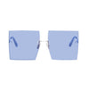 Oversized Rimless Square Sunglasses Women 2019 New Luxury Brand Fashion Flat Top Red Blue Clear Lens One Piece Men Gafas Glasses