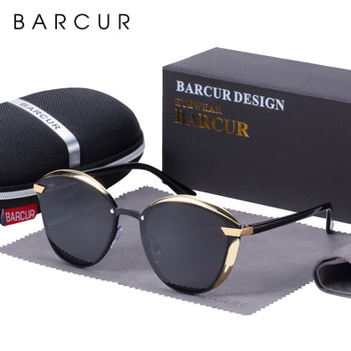 BARCUR Fashion Polarized Women Sunglasses Round Sun glass Ladies lunette de soleil femme