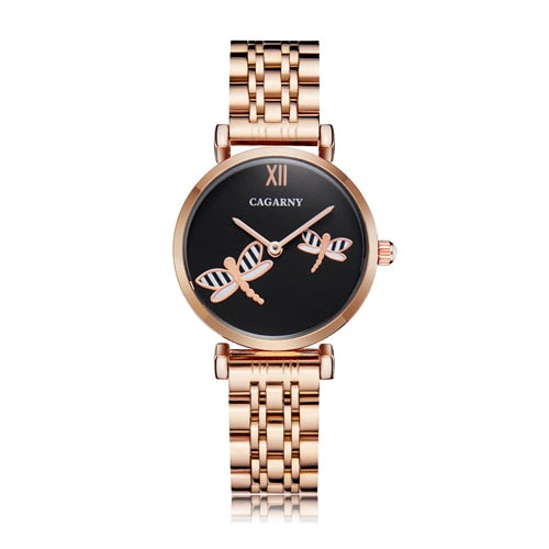 Dropshipping Rose Gold Stainless Steel Bracelet Watch Women Fashion Womens Quartz Watches Hip Hop Diamonds Ladies Clock Female