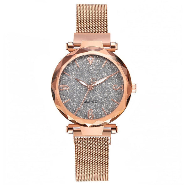 Rose Gold Women Watch 2019 Top Brand Luxury Magnetic Starry Sky Lady Wrist Watch Mesh Female Clock For Dropship relogio feminino