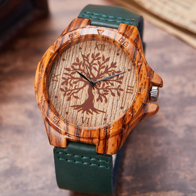 Creative Life Tree Imitation Wood Watch Men Women Quartz Imitate Wooden Watch Soft Leather Band Wristwatch Male Reloj montre uhr