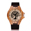 Creative Life Tree Imitation Wood Watch Men Women Quartz Imitate Wooden Watch Soft Leather Band Wristwatch Male Reloj montre uhr