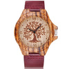 Creative Life Tree Imitation Wood Watch Men Women Quartz Imitate Wooden Watch Soft Leather Band Wristwatch Male Reloj montre uhr