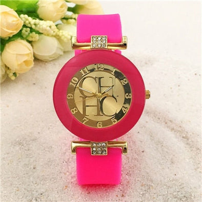 2018 New simple leather Brand Geneva Casual Quartz Watch Women Crystal Silicone Watches Relogio Feminino Wrist Watch Hot sale