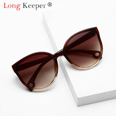 LongKeeper lunettes de soleil oeil de chat femmes hommes lunettes de soleil lunettes lunettes cadre en plastique clair lentille UV400 ombre mode conduite nouveau