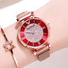 Relojes para mujer 2019 lujosos relojes de pulsera de oro rosa de diamante para mujer reloj de pulsera magnético para mujer reloj femenino