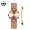 Montre femme 1 ensemble Bracelet japon mouvement à Quartz Simple étanche or Rose acier inoxydable maille dames montre relogio feminino