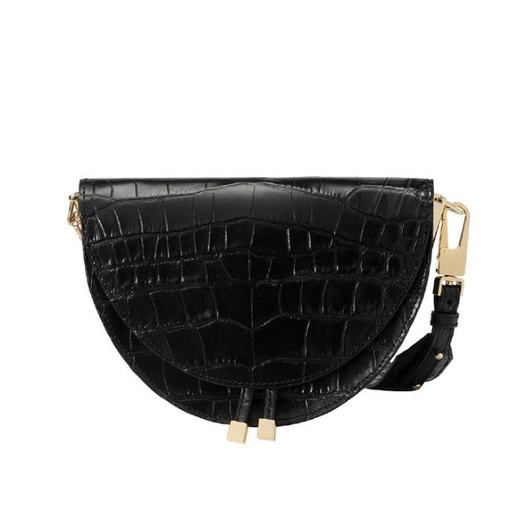 Crocodile Pattern Crossbody Bags for Women Half Round Messenger Bag Pu Leather Luxury Handbags Women Bags Designer Shoulder Bag